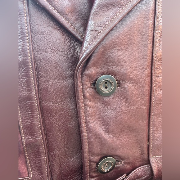 70s Burgundy Leather Jacket - Picture 4 of 5